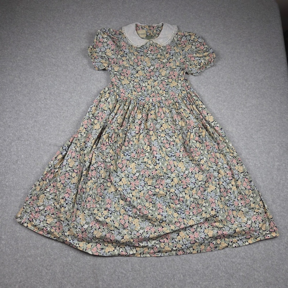 Laura Ashley Mother & Child Floral Peter Pan Collar Pocket Dress Vintage 14